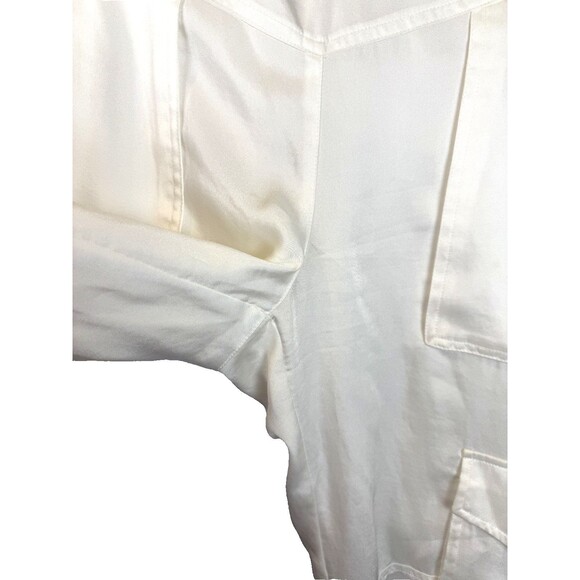 AllSaints Freda Satin Cargo Joggers 6 Ecru Pull On Elastic Waist 90s Y2K - Picture 8 of 16